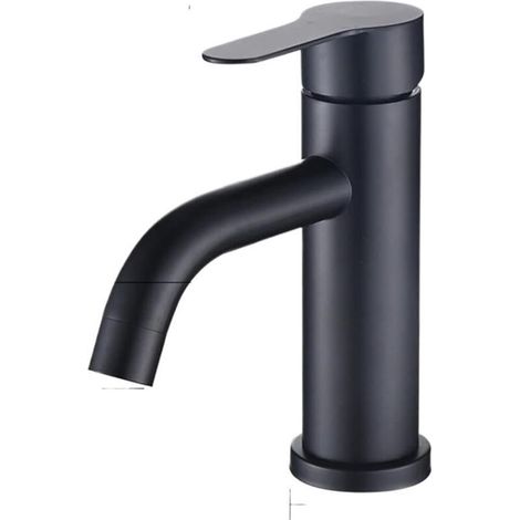 Robinet mitigeur monotrou en acier inoxydable pour lavabo , montage sur comptoir , noir mat , accessoires de salle de bain (couleur : noir) (1/4)