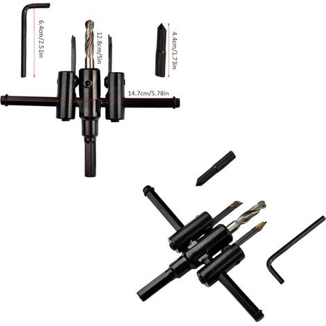 Kit de scie cloche à bois réglable pour ouverture de cercles de 30 à 120 mm (1/5)