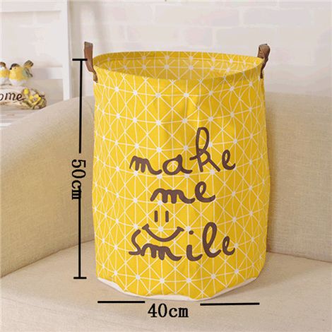 Panier à linge sale en coton et lin pliable, imperméable, jaune