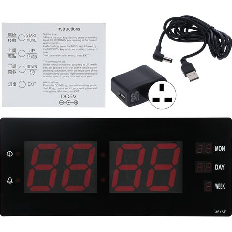 LED Calendar Clock Innovative Night Light Electronic Wall Clock for Home Office LaboratoryUK Plug (1/5)