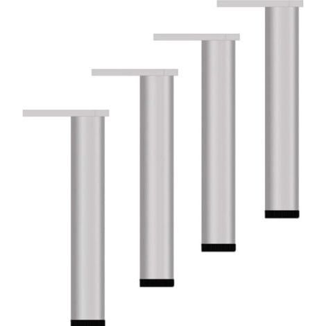 Lot de 4 Pieds de Meuble Réglable 30cm Argent, Pattes Canapé en Alliage d'Aluminium avec Embouts Caoutchouc, Hauteur Ajustable 30-30.8cm pour Table Armoire Lit (1/4)