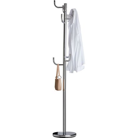 Idimex – Porte-manteau sur pied chromé – 8 crochets – Socle rond 30 cm – Dimensions 174 x 30 x 30 cm (H x L x P) (1/4)