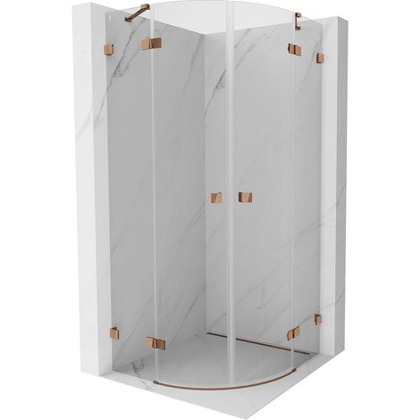 Mexen Lunar cabina doccia semicircolare a battente 90 x 90 cm, trasparente, oro rosa - 833-090L-090P-60-00 (1/5)