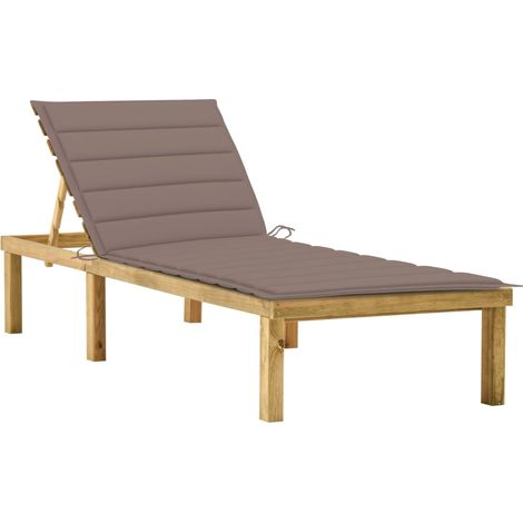 Sonnenliege mit Taupe Auflage Imprägniertes Kiefernholz