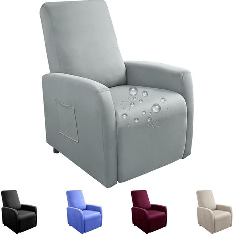 Housse de fauteuil extensible pour fauteuil de relaxation complet, imperméable, protégée contre les éclaboussures, housse de fauteuil, fauteuil de relaxation, fauteuil TV (gris clair) (1/5)