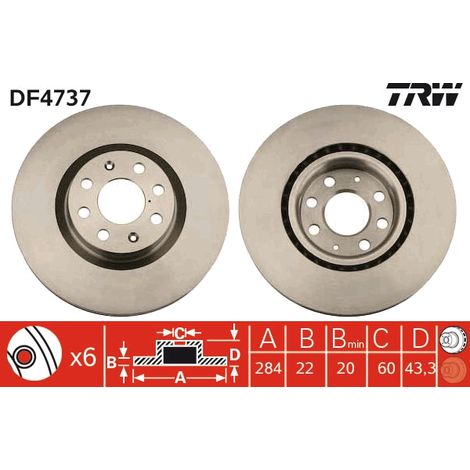 DISQUE DE FREIN AVANT DF4737 TRW (1/2)