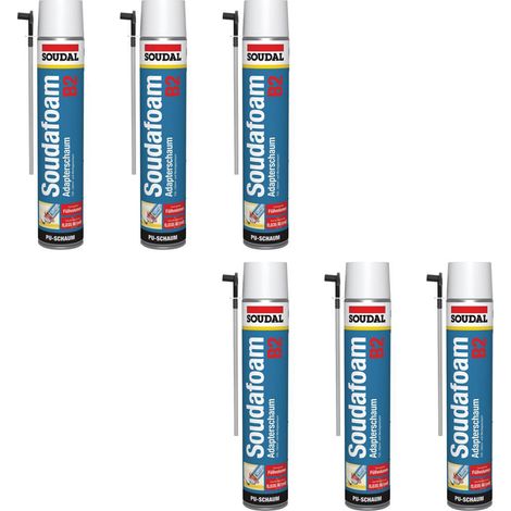 6x Soudal Soudafoam B2 Montageschaum Adapterschaum 750 ml Bauschaum Dämmschaum