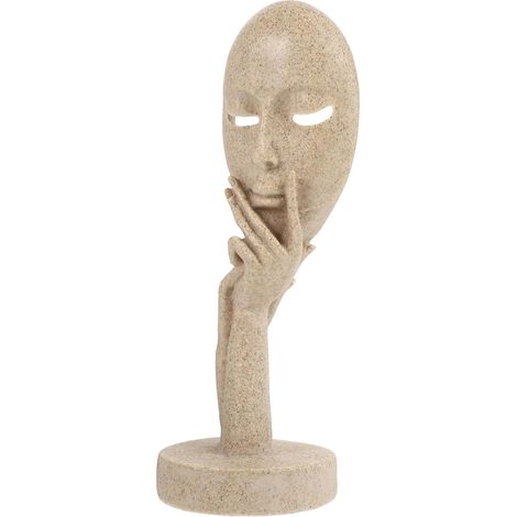 Statue Visage Art Abstrait en Résine, Ornement Décoratif Minimaliste pour Bureau ou Festival, Sculpture Personnage Assis Texture Spéciale et Finition Délicate (1/5)