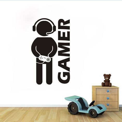Autocollant mural Gamer avec contrôleur, autocollant mural Game Boy (23,6 "x 11,8"), autocollant mural en vinyle pour la maison, la salle de jeux, la décoration de la chambre à coucher (1/5)