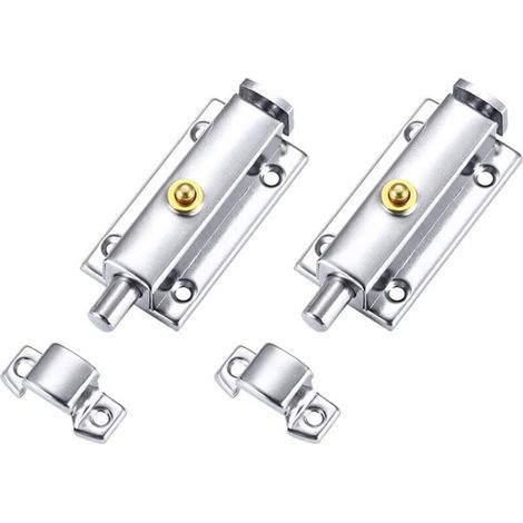 Vente chaude-Verrou Porte en Acier Inox Loquets de Porte Loquet de Verrouillage Automatique Targette Portail Verrou de Sécurité Verrou Bouton pour Intérieur Porte Placard Fenêtre Chambre 2 pi,de DEBU (1/5)
