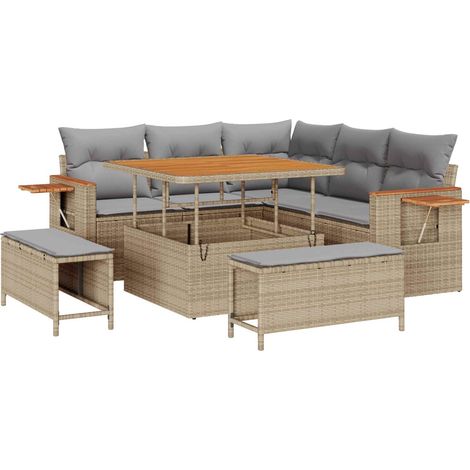 Maison Exclusive - Gartensofa-set 8 pcs Beige Poly-Rattan