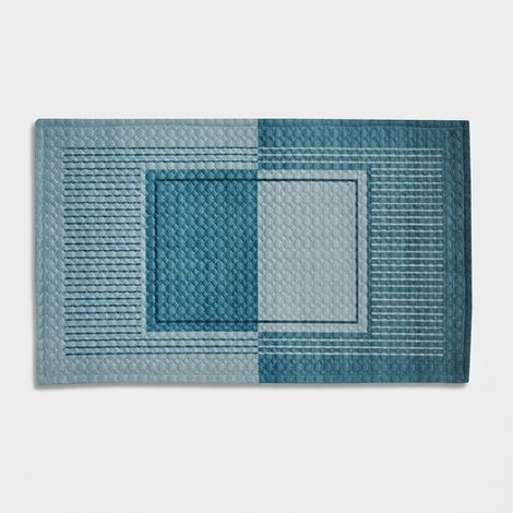 Tappeto bagno in velluto trapuntato antiscivolo 60 x 110 Lario - Blu