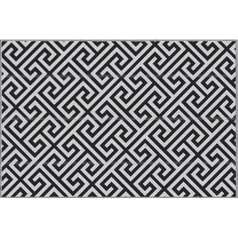 Tapis d'extérieur, utilisable des deux côtés, résistant, bord anti-effilochage, noir et blanc, 152 x 243 cm (1/5)