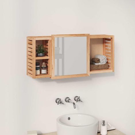 Mirror Cabinet 80x17x34 cm Solid Wood Walnut vidaXL (1/5)