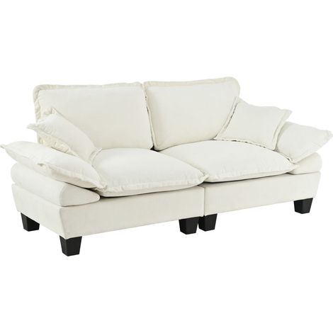 ELVMI Divano Dritto 2 Posti con Braccioli Rimovibili e Seduta Imbottita per Spazi Ridotti, in Chenille, Beige (1/5)