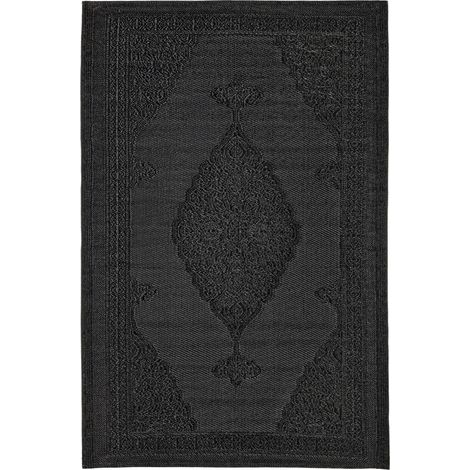 Tappeto "Delbar" per salottino e pouf da giardino in Polipropilene -Nero / 120 x 180  cm
