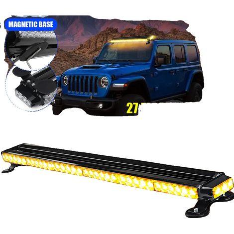 Barra de luz estroboscópica, 96,5 cm (38 pulgadas), 78 W, 12 V, luz ámbar, resistente al agua IP65. (1/5)