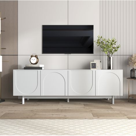 meuble tv rangement 175 cm blanc portes push open bois OKMYHOME (1/5)