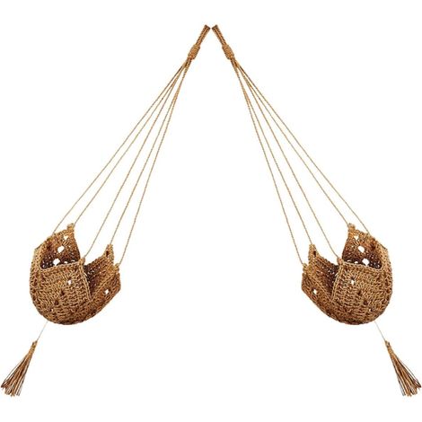2 Stück Makramee Blumentopfhalter aus Braunem Seil
