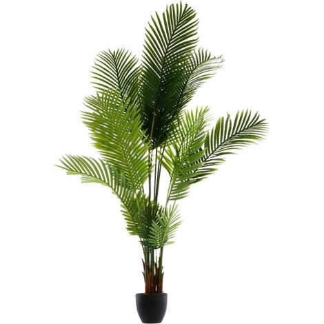 Atmosphera – Plante verte artificielle palmier 180 cm – Pot rond en ciment – Entretien facile – Décoration intérieure (1/2)