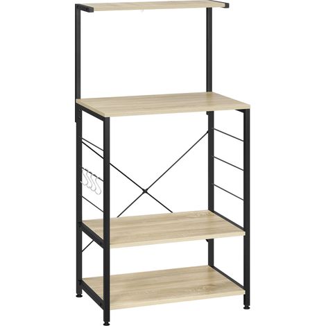 CHICFURN Scaffale per microonde 60x123x40 cm in legno ingegnerizzato e acciaio nero, 4 ripiani (1/5)