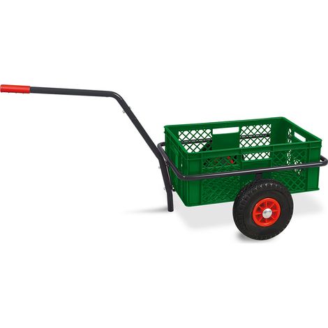 BRB Handwagen mit Kunststoffkorb H 240 mm, LxBxH 1250x640x660 mm, Tragkraft 200 kg (grün)