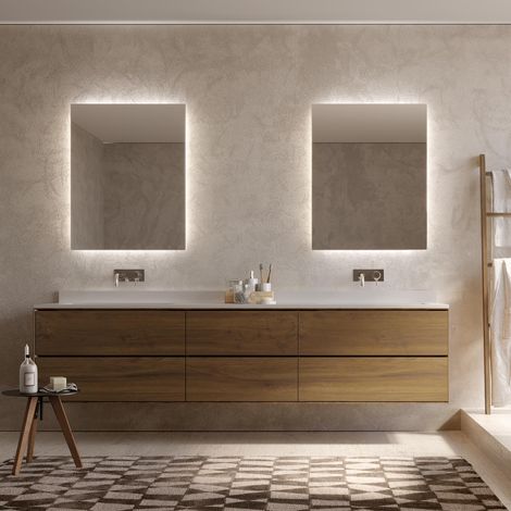 Miroir Mural Éclairé Rectangulaire, Miroir de Salle de Bain Avec LED, Miroir Avec Cadre en Aluminium, 85x75 cm (1/5)