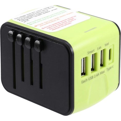 Internationaler Reiseadapter mit AC-Steckdosen, universeller Netzadapter 3 USB + Typ-C, kompatibel mit über 200 Ländern. (1/5)