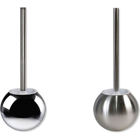 Cleafe - Portascopino Spazzolone Tondo Da Bagno Acciaio Lucido Satinato Arredo 37 X 13 Cm - (1/5)
