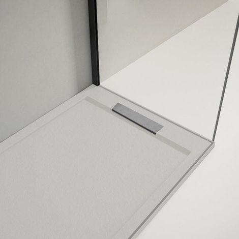 Plato de ducha resina LUX gris 90x160cm rejilla acero inox. (1/5)