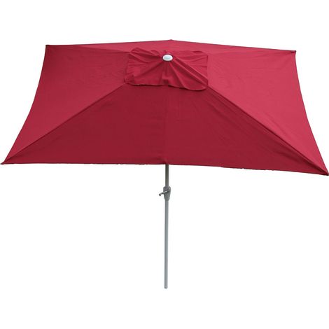 [JAMAIS UTILISÉ] Parasol en aluminium N23, 2x3m, rectangulaire, inclinable, inoxydable, bordeaux (1/5)