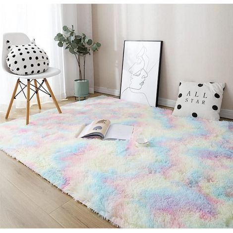 Hochflor Teppich 80x160 cm Bunt Flauschig Weich für Wohnzimmer Kinderzimmer (1/5)