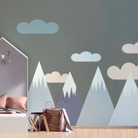 Stickers muraux enfants - Décoration chambre bébé - Autocollant Sticker mural géant enfant montagnes scandinaves JENKA - 60x90cm (1/5)