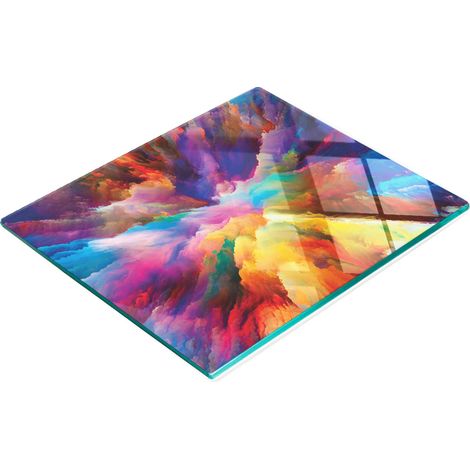 Tablero de vidrio elegante y duradero con impresi贸n de explosi贸n de color de 60x52 cm.