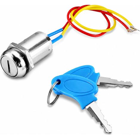 Interrupteur D'allumage à 2 Fils, Interrupteur de Démarrage avec 2 Clés, Verrouillage de Commutateur à Clé Universel pour Moto Scooter, Bicyclettes Pliables (1/5)