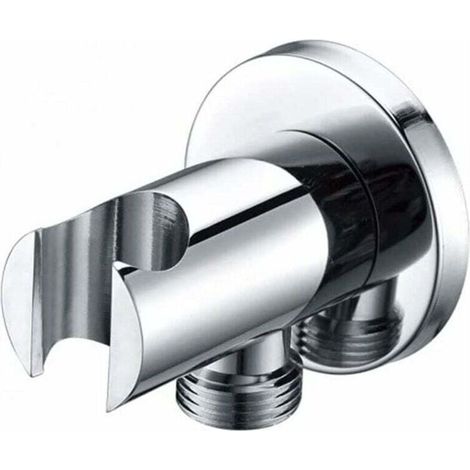 Handbrausehalterung, Wandwinkel mit Brausehalterung, runde Brausekopfhalterung, universeller Brausewinkel mit Brausehalterung/Anschluss (silber)