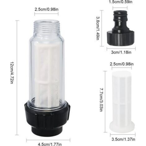 Filtre à Eau Avec Insert, 8 Pcs pour Nettoyeur Tuyau Arrosage Avec Raccord 3/4" pour Tous les Nettoyeurs Haute Pression
