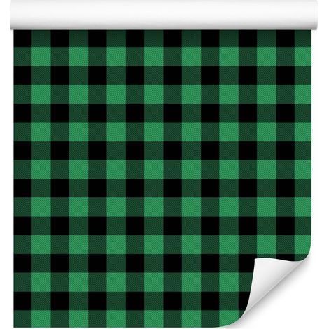 Papel pintado a cuadros verde botella y negro de 50x1000 cm (1/5)
