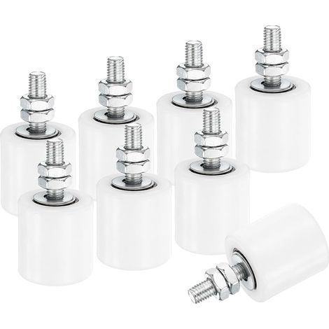 8pcs Galet Guide pour Portail Coulissant 42x44mm, M10 Roulette Nylon Guide au Sol pour Porte Grange Coulissante, Roue Universel avec Roulement à Billes Scellé pour Portail, Blanc (1/5)