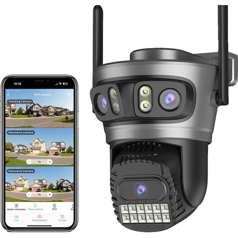 Sicherheitskamera, 10-facher Digitalzoom, Dual-Band-WLAN, 3-Objektiv 5X Zoom, EU-Stecker-b (1/2)