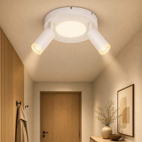 GBLY Deckenleuchte Led Deckenstrahler GU10 2 Flammig - Deckenlampe Weiß 3000k Warmweiß 20W Schlafzimmerlampe Schwenkbar 350° Deckenspot für Küche Esszimmer Flur Korridor