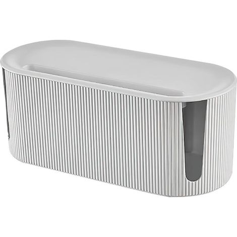 Boîte de rangement de câbles avec couvercle - Gestion des câbles en plastique ABS - Protecteur de surtension multifonctionnel - pour câbles de multiprise (blanc) (1/4)
