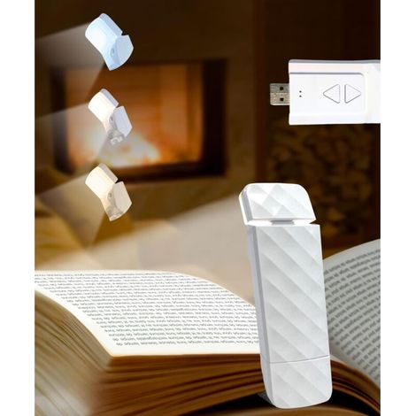 White Reading Lamp, USB Rechargeable Book Light, 3 Color Modes (Warm, Natural, Bright), 5 LED Reading Light for Bed Reading, 80 Hour Battery Life