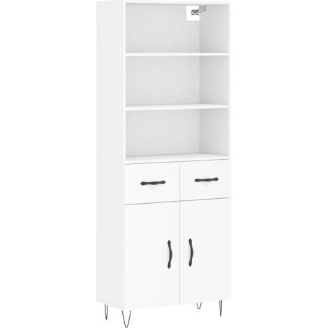 Aparador cómoda mueble de almacenaje organizador cocina salón salón alto 695 x 34 x 180 cm madera de ingeniería blanco 020032591