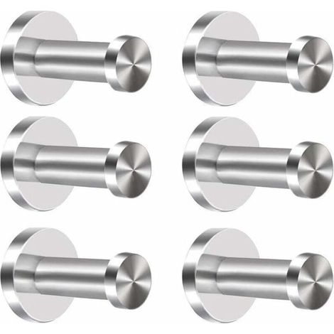 Robe Hook 6Pcs 304 Stainless Steel Door Hooks Wall-Mount Robe Coat Hook Chrome Cylinder Towel Hook Heavy Duty Clothes Hanger Brushed Nickel for Bathroom Lavatory Closets(2inch/5cm) (1/5)