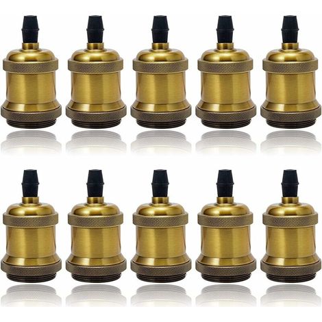 royaluxe - E27 Vintage Ampoule solide céramique douille Support de lampe Rétro Edison Vis Ampoule adaptateur Socket, Laiton antique,10pcs (1/4)