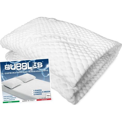 Coprimaterasso Bubbles Massaggiante Antiacaro Anallergico - Poliestere Bielastico con Angoli Elasticizzati - Made in Italy 1 PIAZZA E MEZZA
