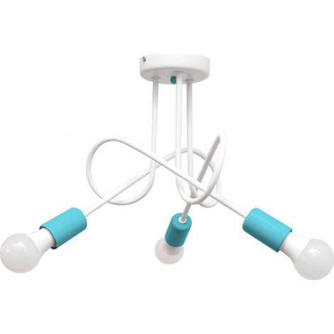 Helam OXFORD Plafonnier semi-encastré à bras multiples Blanc, Turquoise 50cm