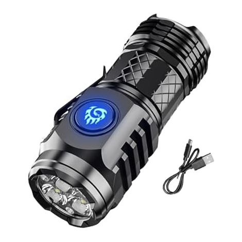 Mini Lampe de Poche Monstre à Trois Yeux, LED Ultra-Puissante Tactique 3 Pouces, Torche Rechargeable 5 Modes 3 Niveaux (1/4)