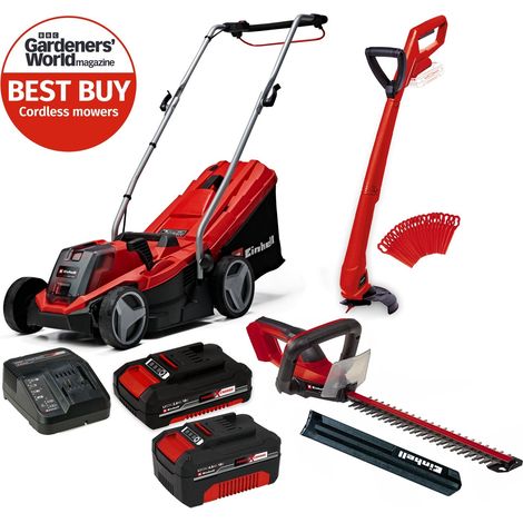 Einhell Cordless 18v Lawnmower 33cm Cut Brushless + Grass Trimmer + Hedge Cutter